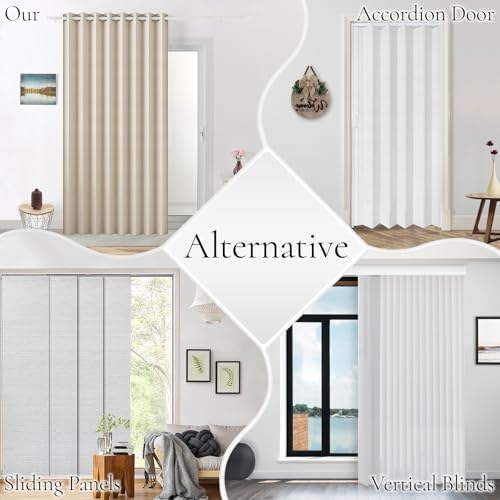 Pleated Folding Door Curtains - Blackout Panel for Bedroom Living Room Closet