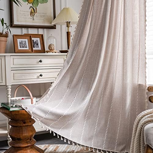 Light Brown Boho Curtain Panel 52x78 Inches