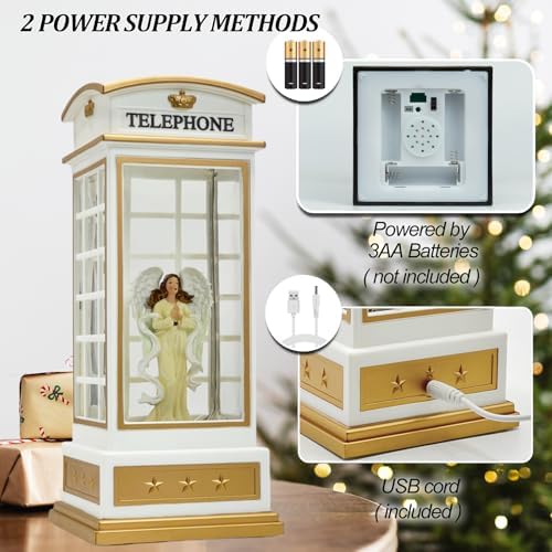 EIGHTOWN Christmas Snow Globe Angel Scene Lantern