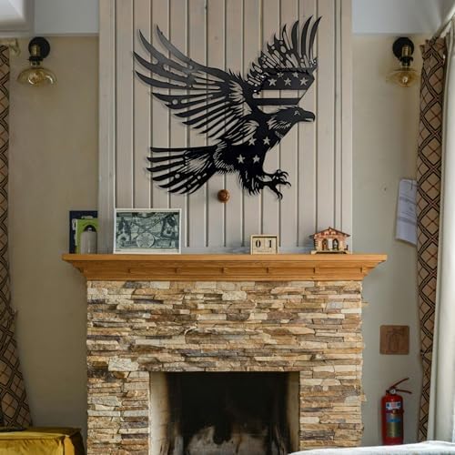 Patriotic Bald Eagle American Flag Metal Wall Art 40 Inch 1