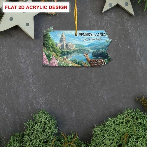 Custom Name Pennsylvania Christmas Tree Ornament