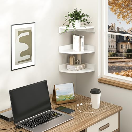 Fun Memories Corner Shelf Wall Mount 3 Pack White