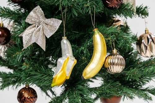 2 Count Glass Banana Christmas Ornaments for Tree