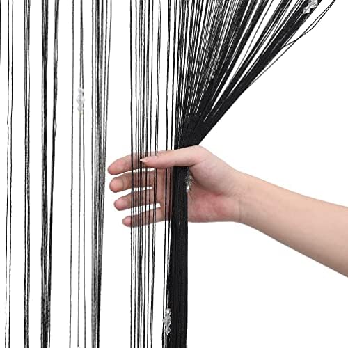 Greenwish Black Beads Curtain with Tassel for Door and Window
