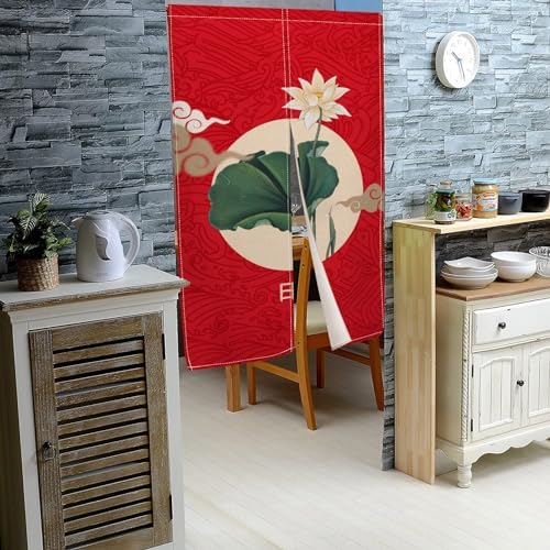 Lotus Flower Japanese Noren Door Curtain 335x709