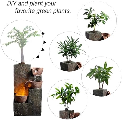 Elegant 3-Tier Rock Fountain with Waterfall Sound and LED Light
