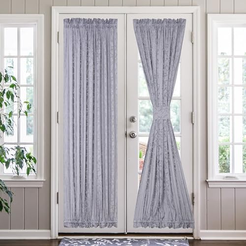 Grey Leaf Lace French Door Curtains 72 2 Pack