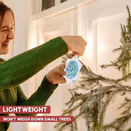 3 Inch Snowflake Porcelain Ornament Teal Fruit Blueberry Summer Pattern