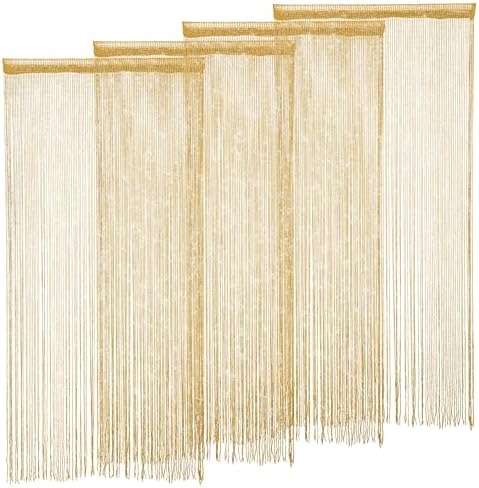 4 Piece Gold Beaded Curtain for Doorway Decor