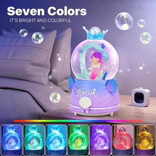 BREIS Mermaid Snow Globe with Music and LED Lights