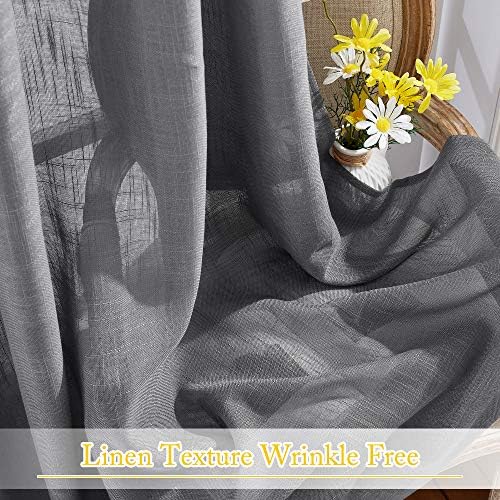 NICETOWN Linen Textured Window Curtain with Grommet Top
