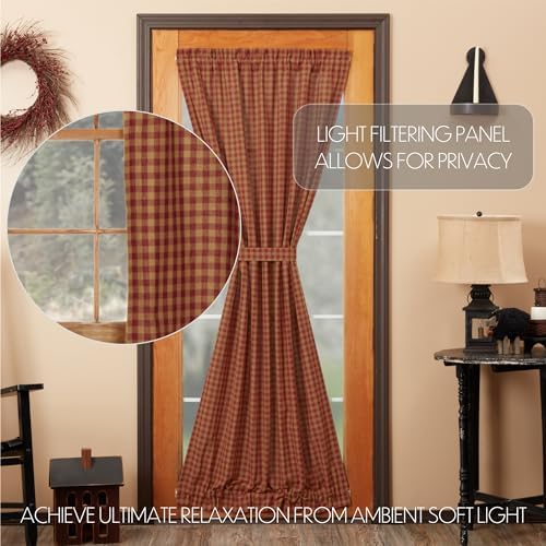 VHC Brands Burgundy Check Door Panel 72x40