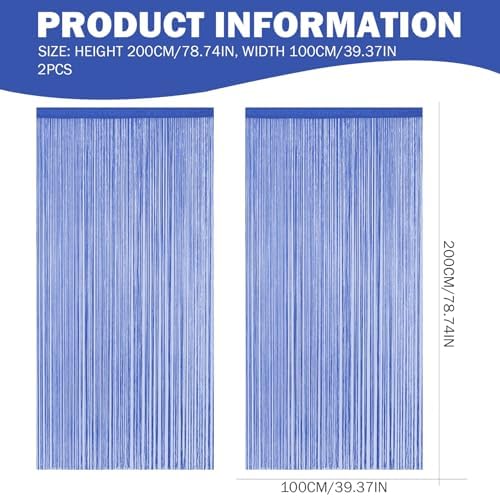2Pcs Dark Blue String Curtains for Doorways