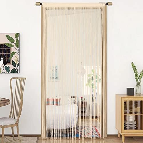 Beige Spaghetti String Curtain Panel 100x200cm