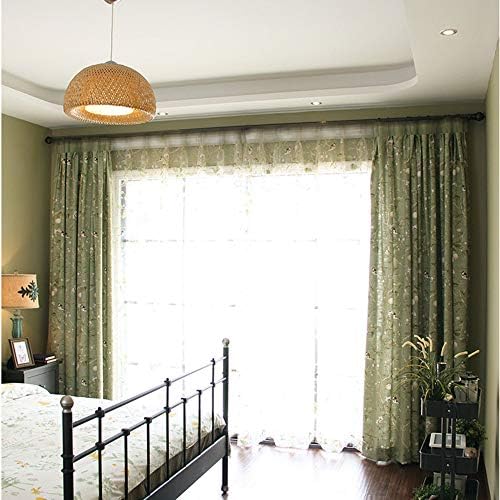 PureAqu Rod Pocket Sheer Curtain Panel Floral Birds Design 52x84 inch