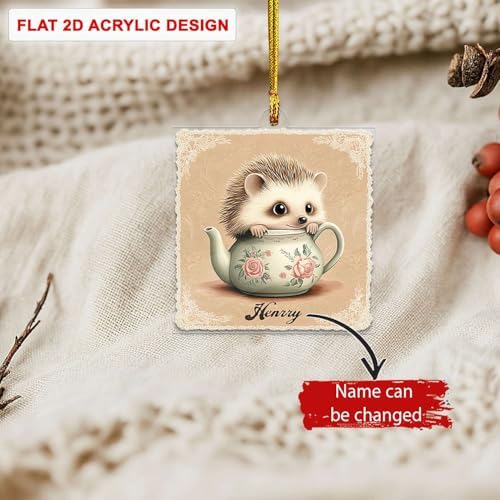 Personalized Name Hedgehog Hanging Ornament