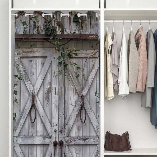 Rustic Wooden Barn Door Curtain for Privacy