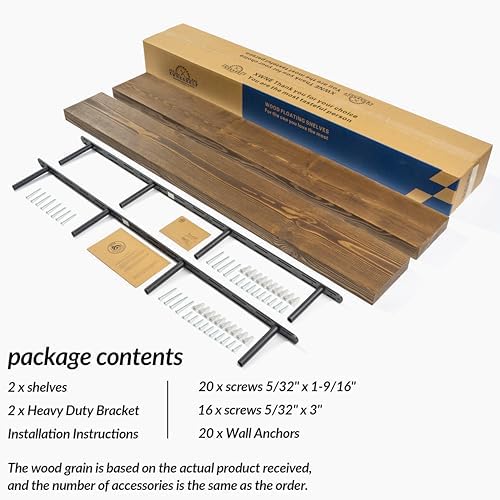 Rustic Floating Shelves 60 Inch Set of 2 Walnut