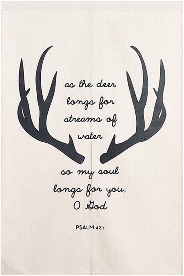Cotton Linen Japanese Doorway Curtain with Antler Pattern 29x35 Inch