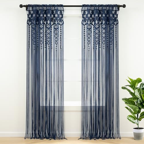 Lush Decor Boho Macrame Cotton Curtain Panel