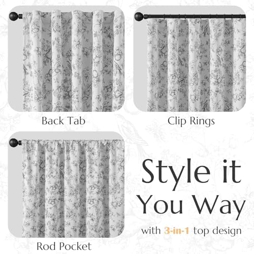 JINCHAN 95 Blackout Floral Curtains 84 Inches 2 Panels