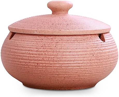 Flamingo Pink Ceramic Ashtray with Lids