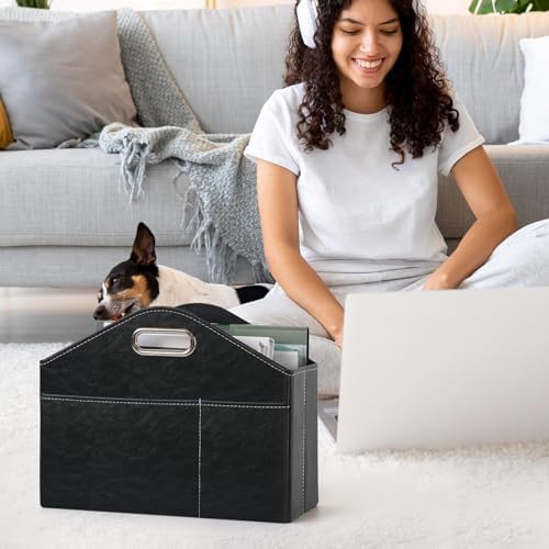 PreTidy Foldable Magazine Rack with PU Leather