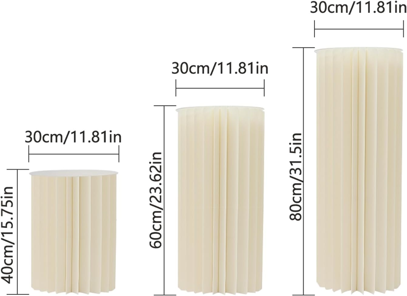 3PCS Cardboard Flower Stands Cylinder Pedestal for Decor