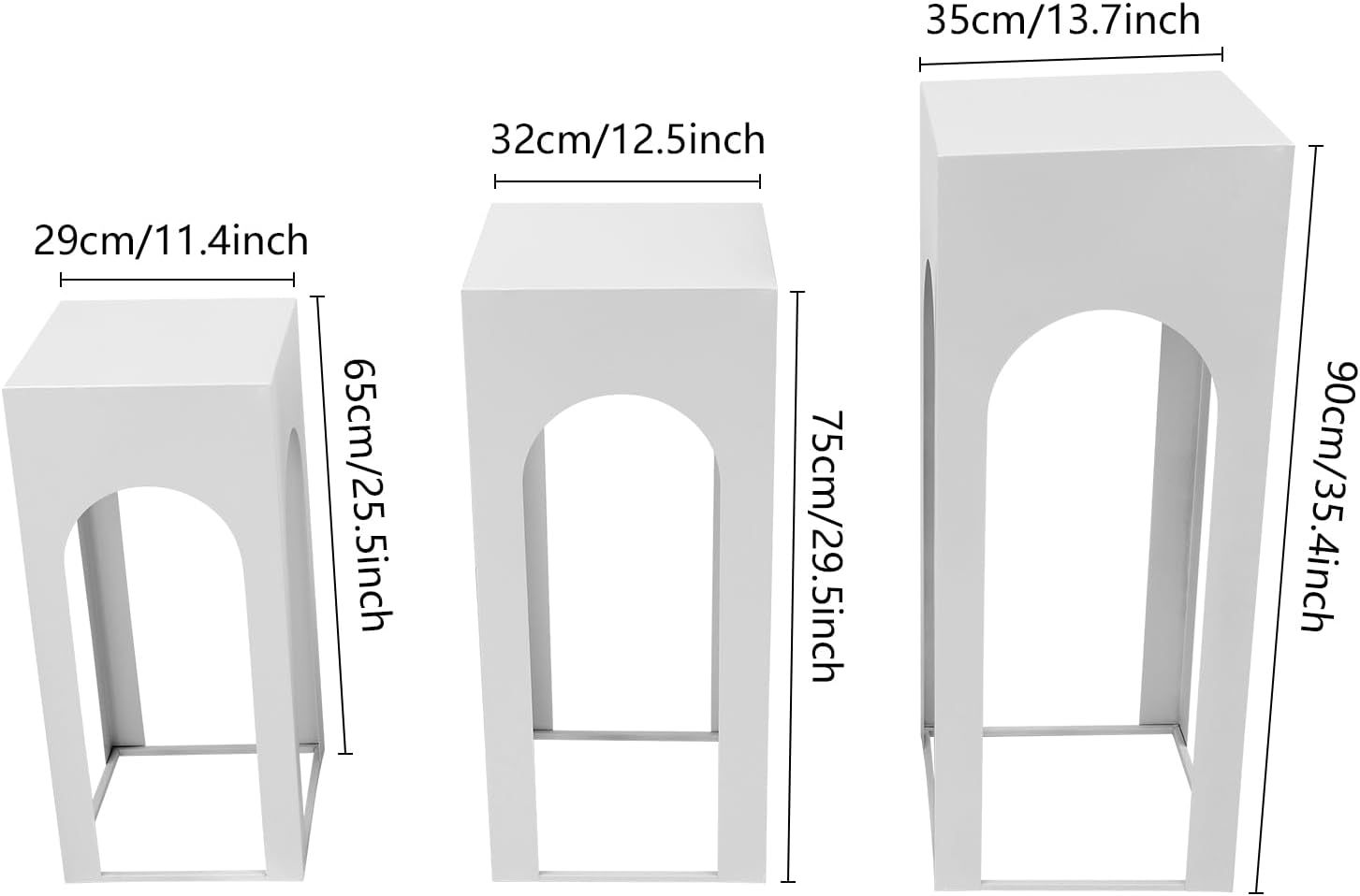 3 Pcs Square Pedestal Stands for Parties Wedding Display Stands