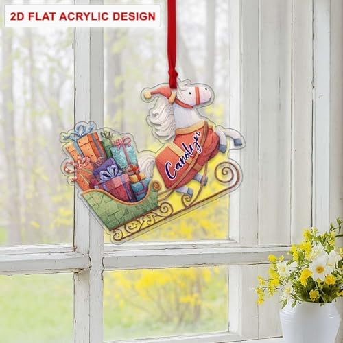 Personalized Horse Sleigh Christmas Ornament with Name