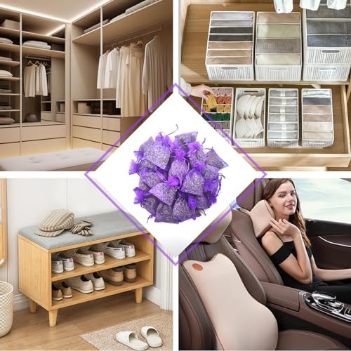 24 Pack French Dried Lavender Sachets for Home Fragrance