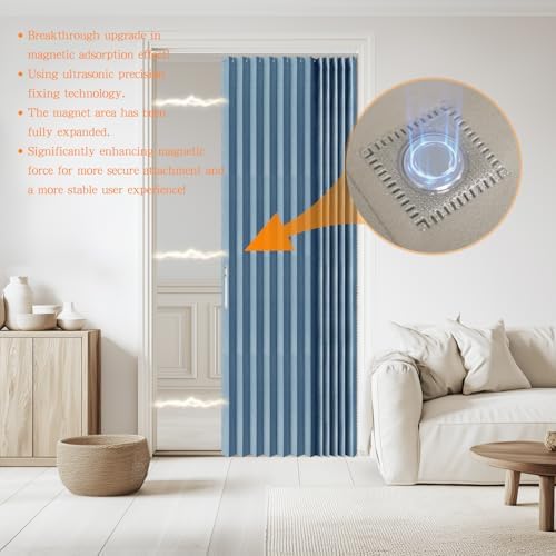 Jilron Blackout Door Curtain Linen Style Panel Magnetic Closure