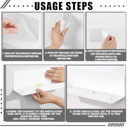Zioffiel 2 Pack White Acrylic Floating Shelves 118 Wall Organizer