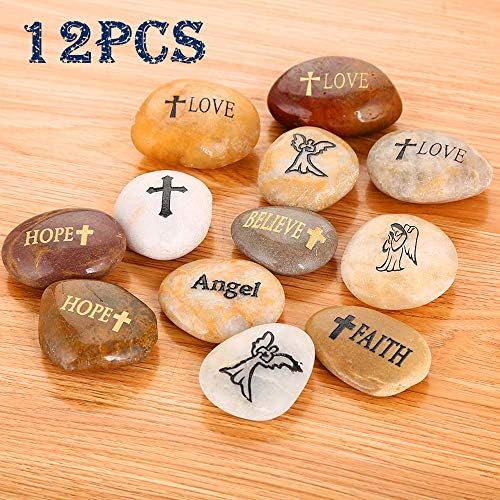 ROCKIMPACT 12PCS Engraved Hope Love Faith Stones