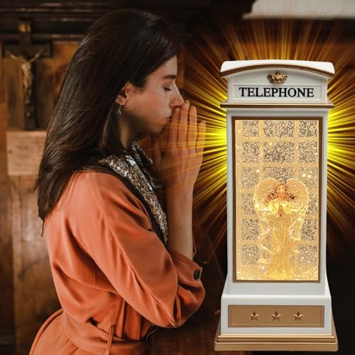 EIGHTOWN Christmas Snow Globe Angel Scene Lantern