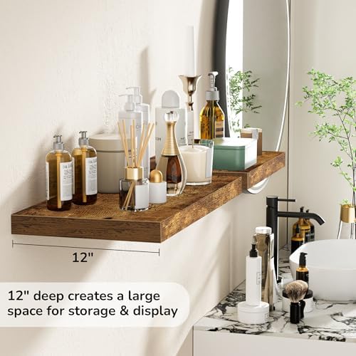 Fun Memories Floating Shelves 2 Pack 12 Inch Deep Brown