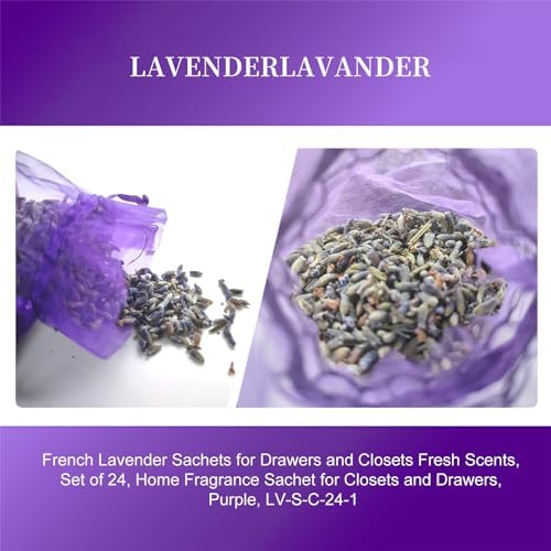 24 Pack French Dried Lavender Sachets for Home Fragrance