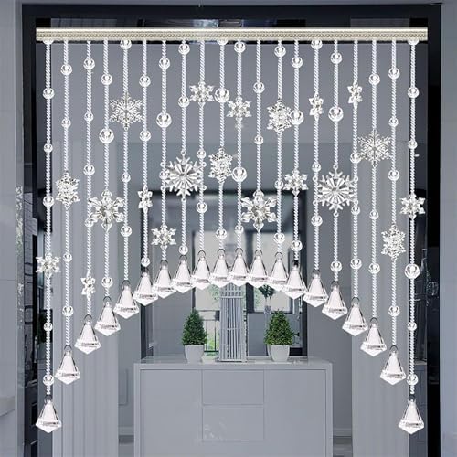 XOOFMASS Crystal Beaded Curtain Door Screen 30 String 47 Blue