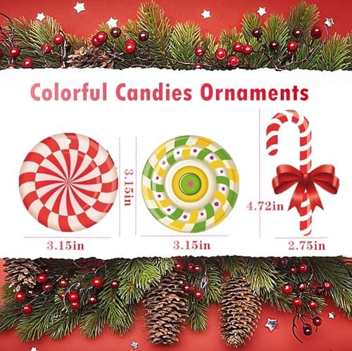 24pcs Candy Wood Christmas Hanging Ornaments