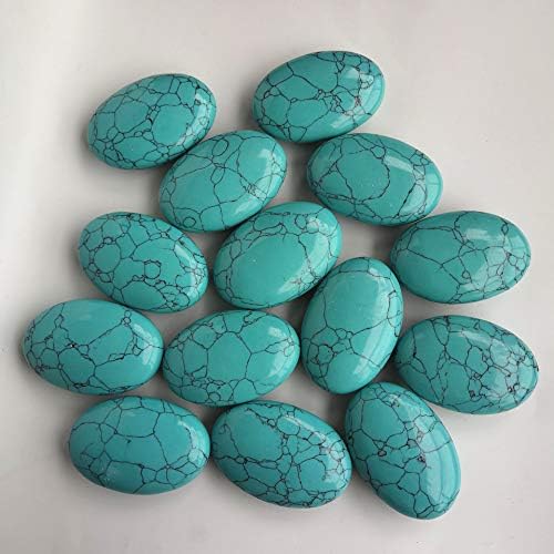 Loveliome Green Howlite Turquoise Oval Worry Stones for Stress Relief