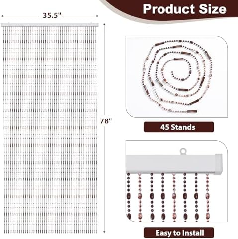 Beaded Curtain for Doorway Acrylic Marble Caramel 355 x 78