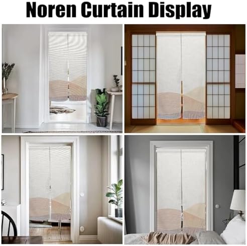 Japanese Noren Door Curtain Khaki Wave Design