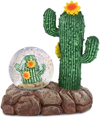 CoTa Global Cactus Snow Globe - Magical Rainbow Glitter Water Globe