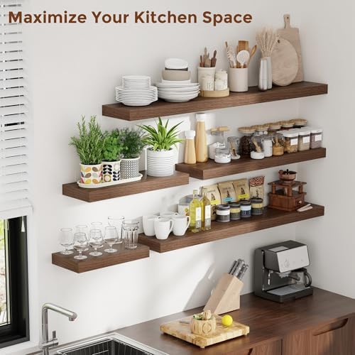 Heimlove 16 Inch Floating Shelves Set of 2 with Invisible Brackets
