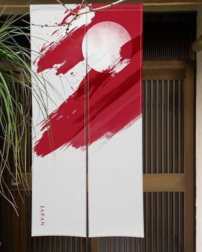 Japanese Noren Door Curtain with Red Painting 335 x 709 Panel