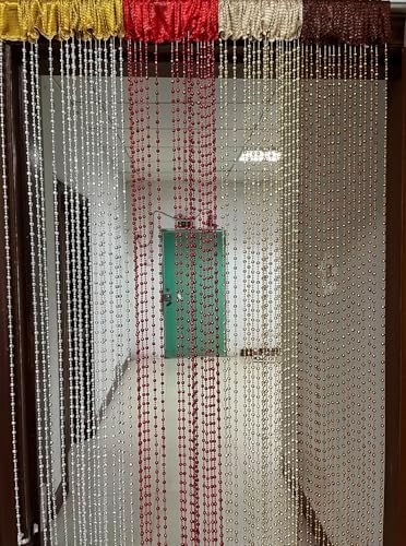 ZideTang Sparkling Plated Plastic Diamond Beaded Door Curtain Panel Red
