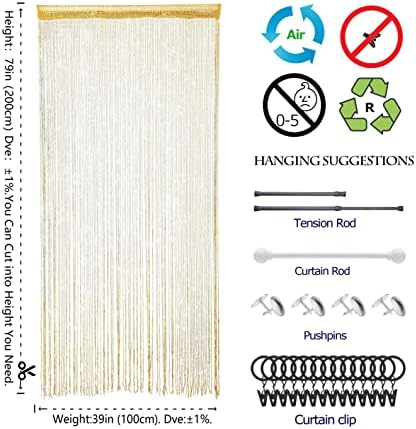 4 Piece Gold Beaded Curtain for Doorway Decor