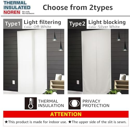 KURENAI Thermal Insulated Noren Panel 36x82 Inch Off White