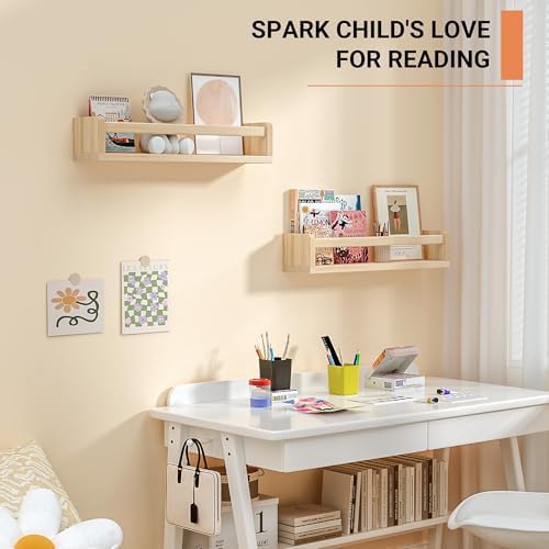 Heimlove Floating Bookshelf Set of 2 for Nursery Wall