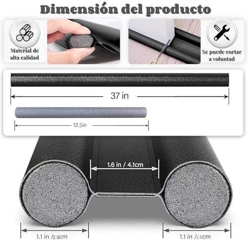Dust Cover for Doors 37 Inches Black Double Edge